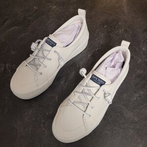 Sperry White Leather Platform Sneakers Size 7